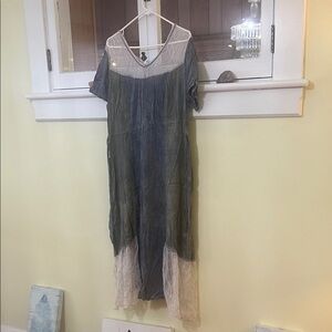 Elegant Gray and Cream Dress